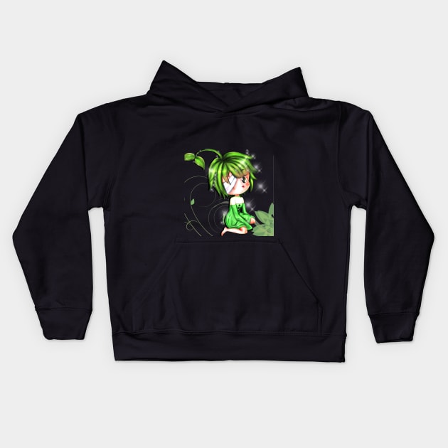 Cute Green Girl Kids Hoodie by  Chirido_Bin